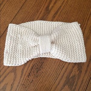 Betsy Johnson Knit head warmer wrap with pearls